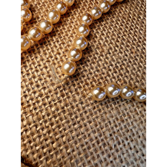 Strand (Broken) of Knotted Faux White Pearls with Gold tone Clasp--28 inches - Picture 7 of 10